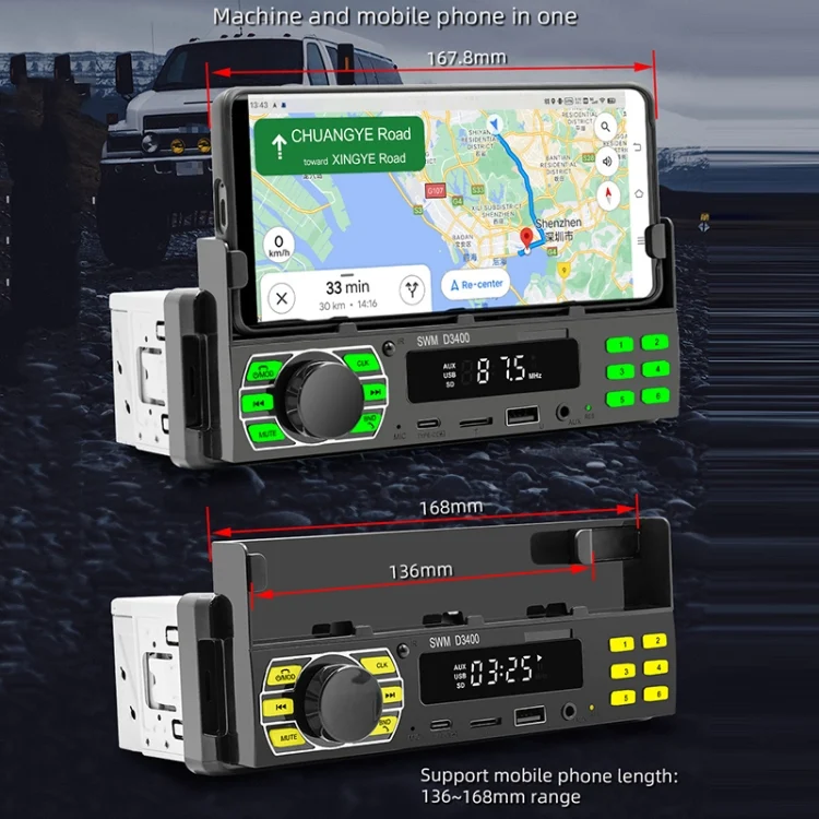 EDA004737201A_8.webp SWM D3400 Car Bluetooth MP3 Player Support Smart Voice Assistant / FM - Image 9