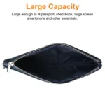 6 inch Simple Retro Leather Clutch Zipper Bag - Image 4
