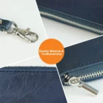 6 inch Simple Retro Leather Clutch Zipper Bag - Image 5