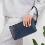6 inch Simple Retro Leather Clutch Zipper Bag - Image 6