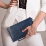 6 inch Simple Retro Leather Clutch Zipper Bag - Image 7