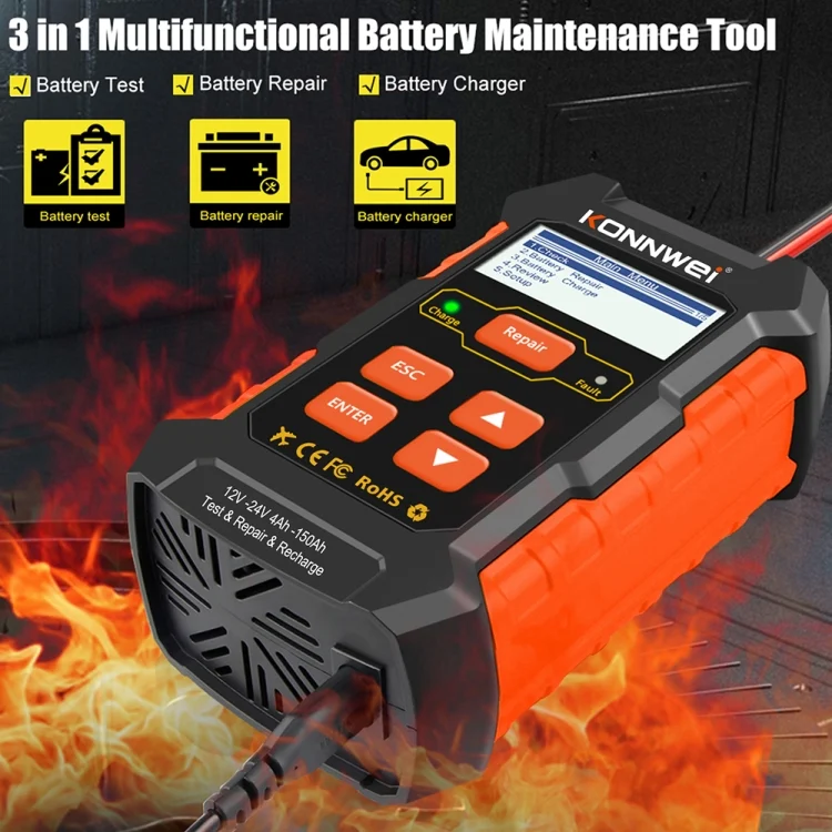 EDA004802701A_1.webp KONNWEI KW520 12V / 24V 3 in 1 Car Battery Tester with Detection & Repair & Charging Function - Image 2