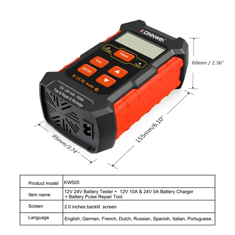 EDA004802701A_8.webp KONNWEI KW520 12V / 24V 3 in 1 Car Battery Tester with Detection & Repair & Charging Function - Image 9