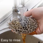 Stainless Steel Round Iron Cleaner Pot Brush Scrubber Home Cookware Kitchen Cleaning Tool - Image 9