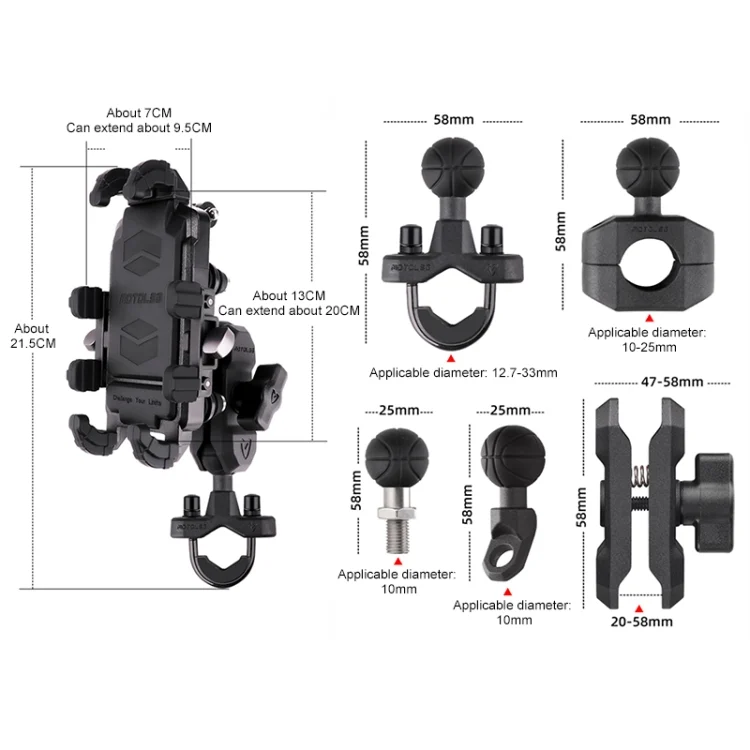 EDA004938401C_1.webp MOTOSLG Crab Motorcycle Phone Clamp Bracket - Image 2