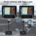 USB + USB-C / Type-C Wired to Wireless Carplay Adapter for iPhone - Image 8