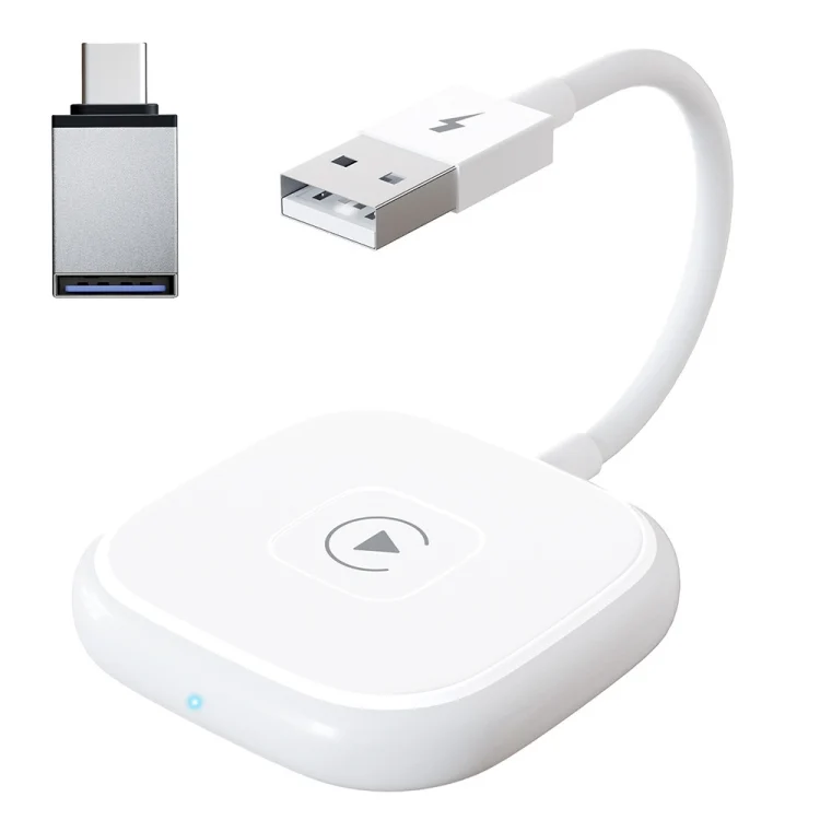 USB + USB-C / Type-C Wired to Wireless Carplay Adapter for iPhone