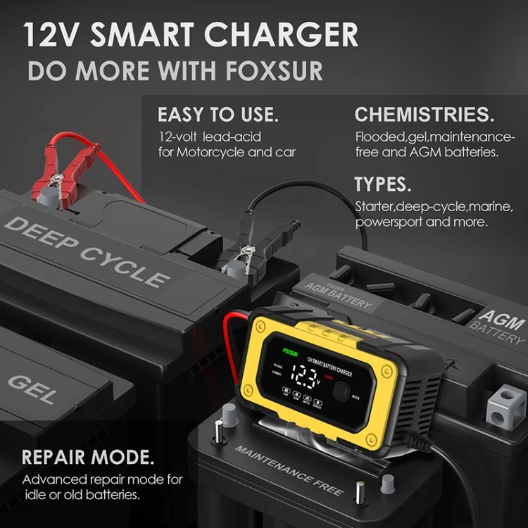 EDA0049677_B8.webp FOXSUR FBC1206E 6A 12V Car / Motorcycle Smart Battery Charger - Image 9