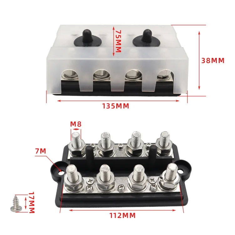 EDA004981201_7.webp RV Modified Yacht Double-row 4-way Busbar with Dust Cover - Image 8
