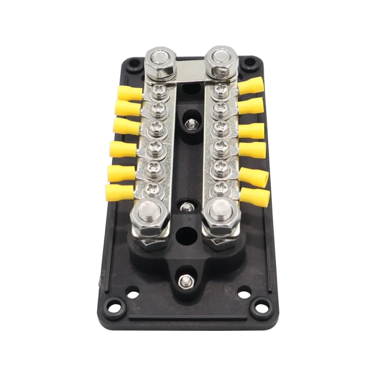 EDA004982201_1.webp 300A 12-48V RV Yacht Modified Double Row 12-way M6 Terminal Busbar with 12pcs Terminals - Image 2