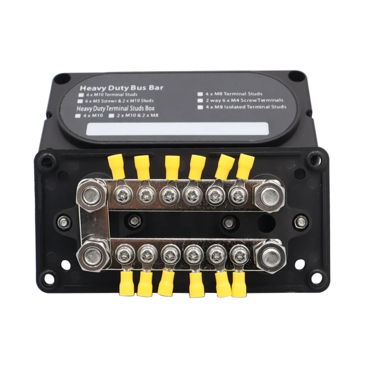 EDA004982201_4.webp 300A 12-48V RV Yacht Modified Double Row 12-way M6 Terminal Busbar with 12pcs Terminals - Image 5
