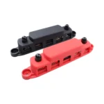 1 Pair RV Yacht M8 Single Row 4-way Power Distribution Block Busbar with Cover with 300A Fuse - Image 2