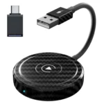 Carbon Fiber USB + USB-C / Type-C Wired to Wireless Carplay Adapter for iPhone