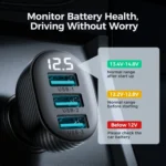 JOYROOM JR-CCD03 3.4A 3 x USB Ports Digital Display Car Charger - Image 5