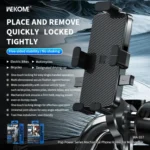 WK WA-S57 Pop Power Series Mechanical Motorcycle Phone Holder - Image 3