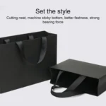 Black Shopping Kraft Paper Bag Handbag - Image 4