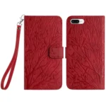 Tree Birds Embossed Pattern Leather Phone Case