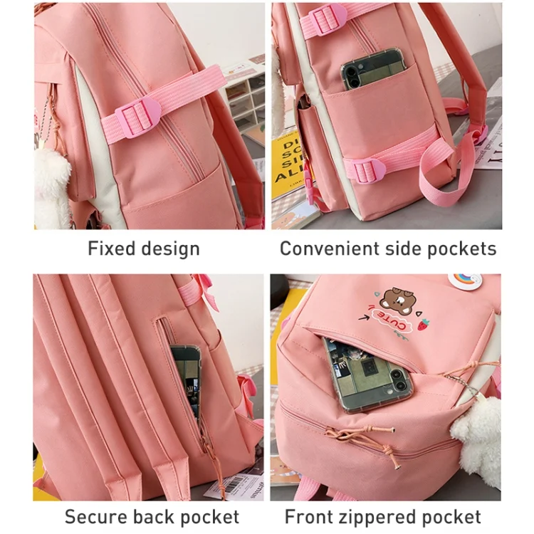 EDA0056760_B3.webp 5pcs/Set Student Schoolbags, Lightweight and Cute Girls Backpack - Image 4