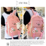 5pcs/Set Student Schoolbags, Lightweight and Cute Girls Backpack with Bear - Image 5