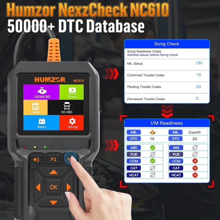 EDA005677301A_8.webp HUMZOR NexzCheck NC610 Car / Truck Code Reader OBD2 Diagnostic Scan Tool - Image 9