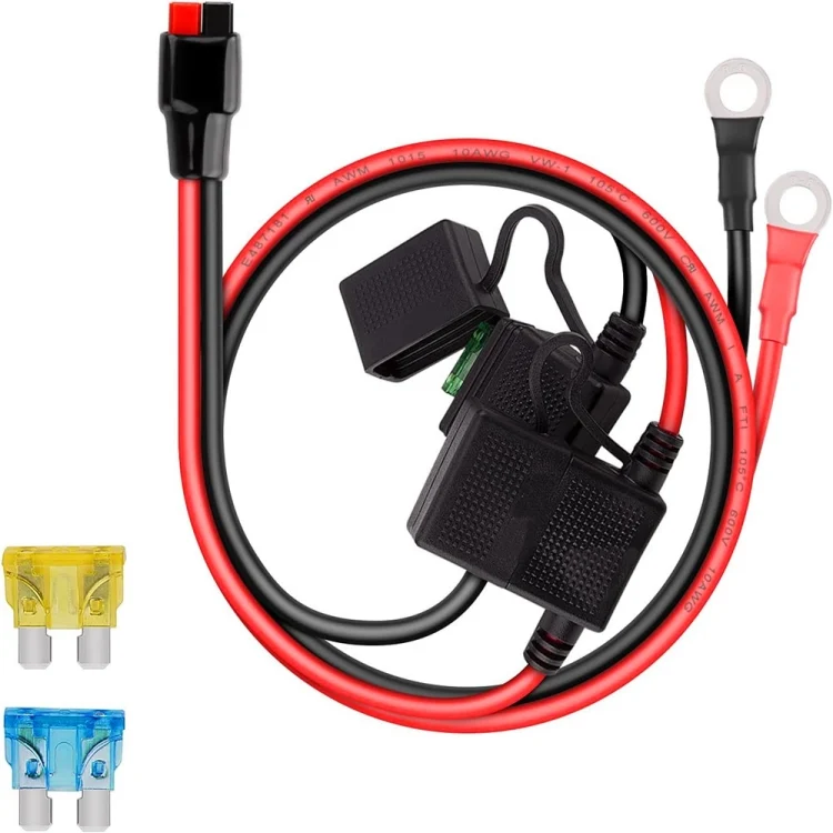 EDA0056943.webp Dual Positive / Negative ATC Style Fuse Holder 10AWG Wire with Ring Terminals & 4 Connectors - Image 1