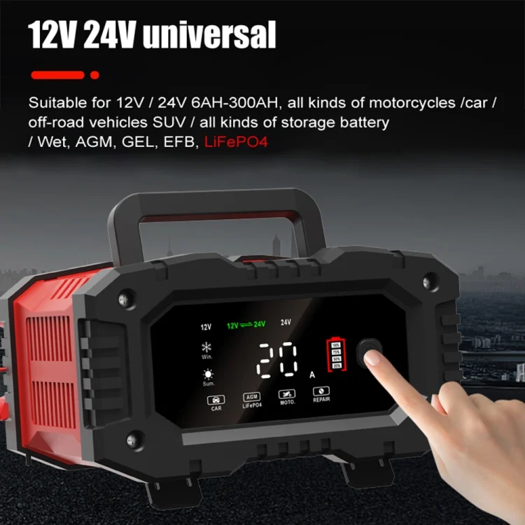 EDA0058401_B4.webp FOXSUR 12V / 24V 20A 300W Portable Motorcycle Car Smart Battery Charger - Image 5