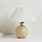Pleated Lampshade Cozy Bedside Night Light Modern Ceramic Desk Lamp 220V