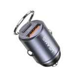 USAMS US-CC206 C38 PD30W USB + Type-C Dual Port Fast Charging Aluminum Alloy Car Charger