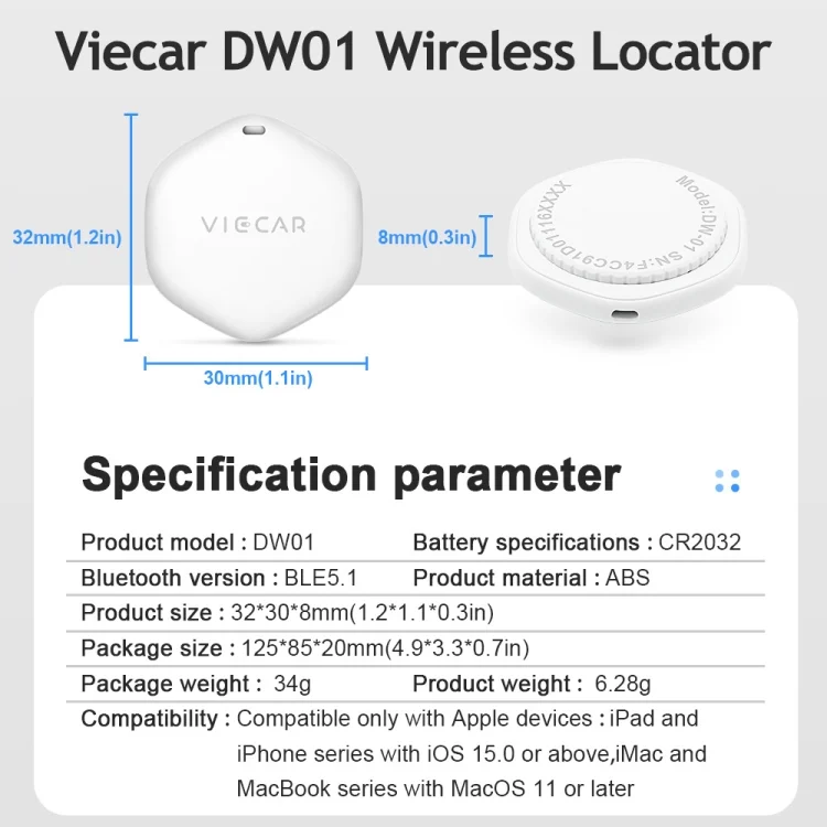 EDA0058764_2.webp VIECAR DW01 Car Key Anti-lost Detection Wireless Location Tracker - Image 3