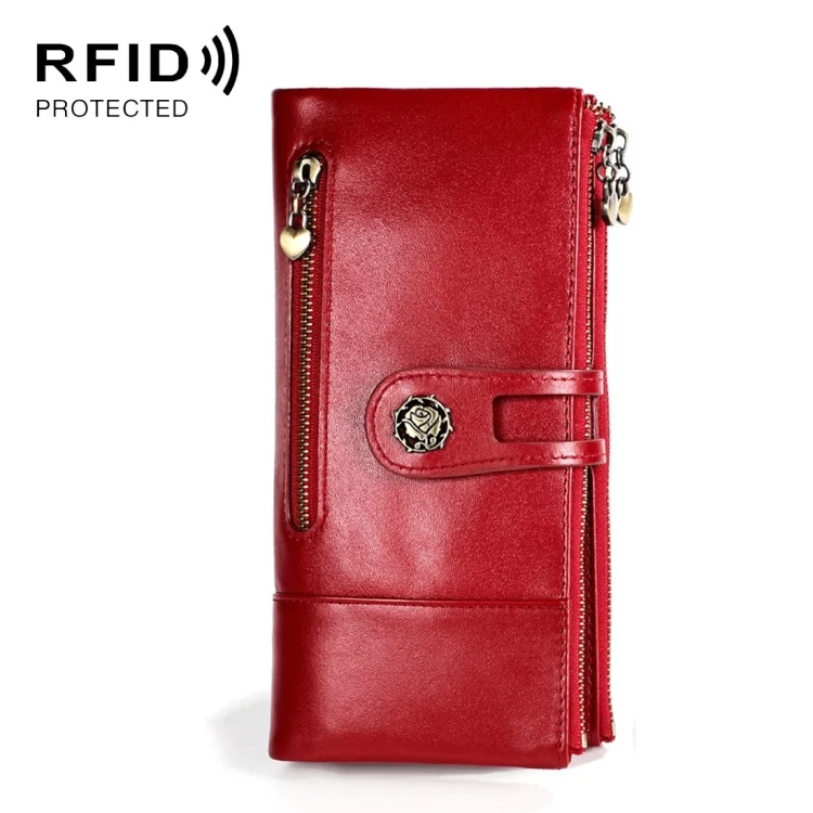 EDA00595801A.webp 3513 Antimagnetic RFID Multi-function Retro Leather Lady Wallet Large-capacity Purse with Card Holder - Image 1