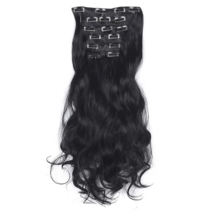 50cm 16 Card Long Curly Hair Wig Seamless Hair Extension Piece