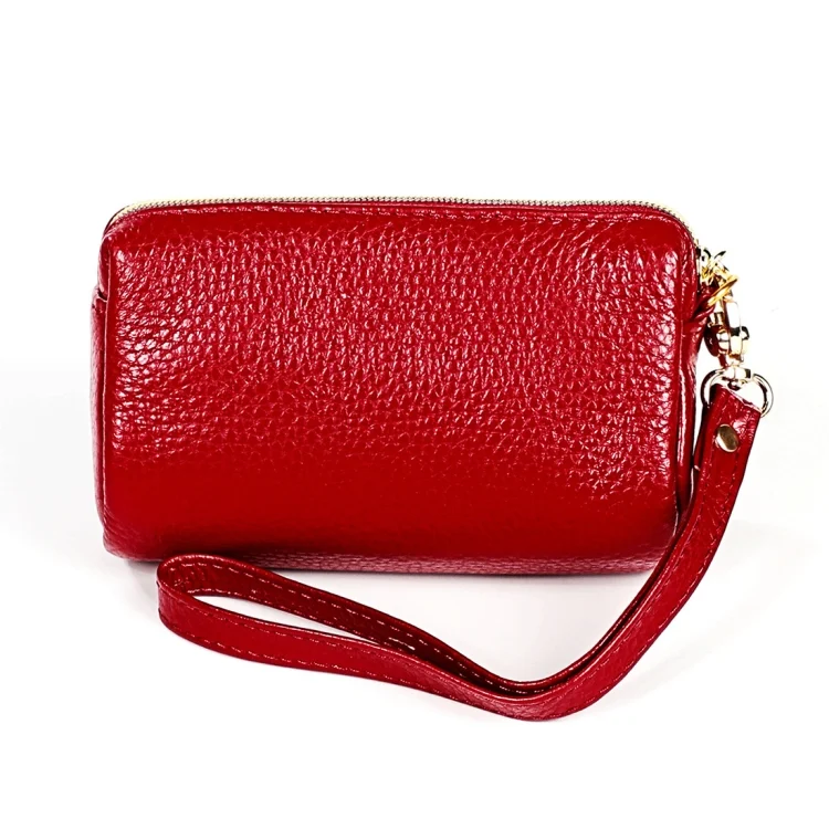 EDA00596801A_2.webp 2033 Lady Portable Zipper Leather Wallet Purse Small Cosmetic Bag with Lanyard - Image 3