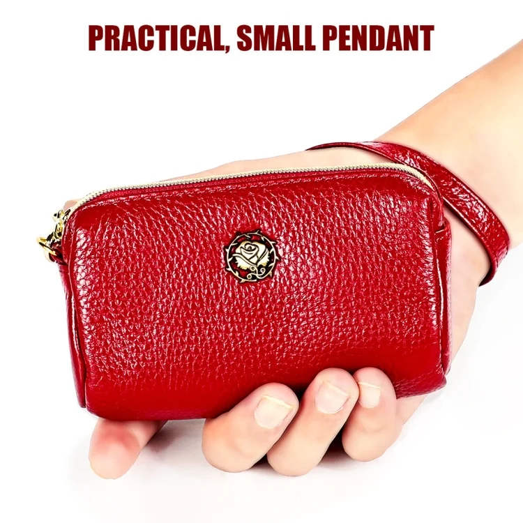 EDA00596801A_3.webp 2033 Lady Portable Zipper Leather Wallet Purse Small Cosmetic Bag with Lanyard - Image 4