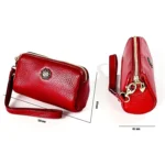 2033 Lady Portable Zipper Leather Wallet Purse Small Cosmetic Bag with Lanyard - Image 8