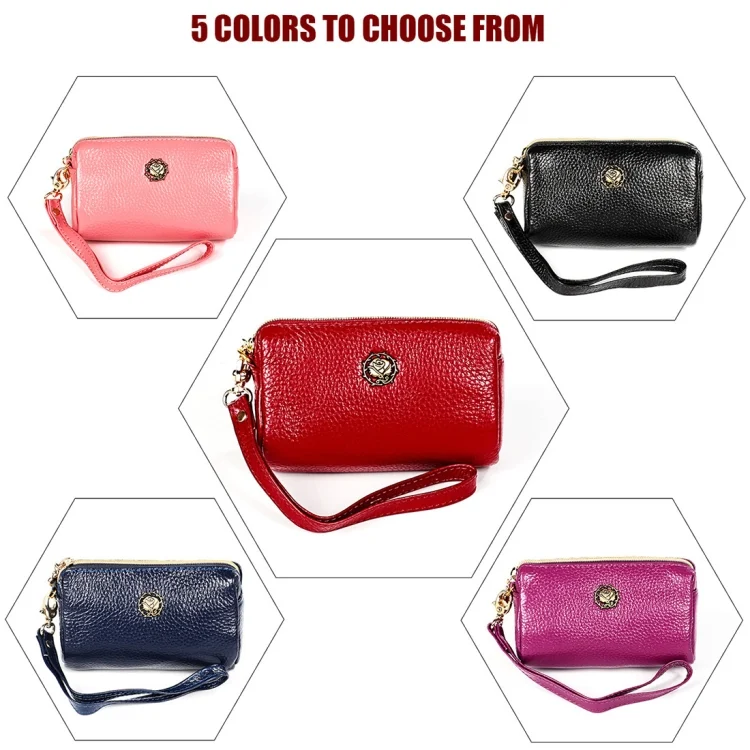 EDA00596801A_8.webp 2033 Lady Portable Zipper Leather Wallet Purse Small Cosmetic Bag with Lanyard - Image 9