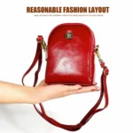 6062 Lady Retro Oil Wax Leather Shoulder Bag Small Phone bag - Image 4