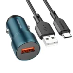 BOROFONE BZ19A Wisdom QC3.0 USB Port Fast Charging Car Charger with USB to Type-C Cable  – Qty: 5 Units