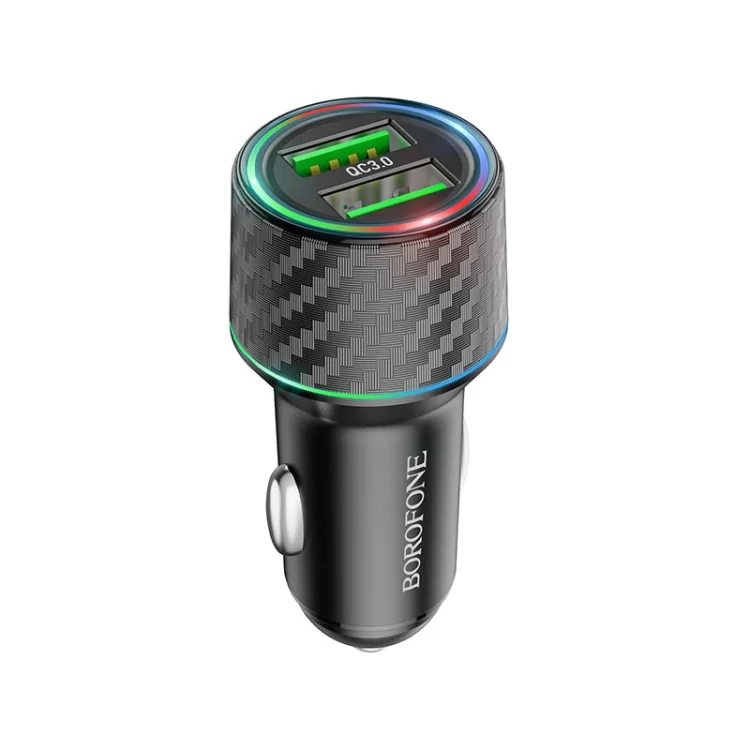 BOROFONE BZ21A Brilliant QC3.0 Dual USB Ports Fast Charging Car Charger – Qty: 5 Units
