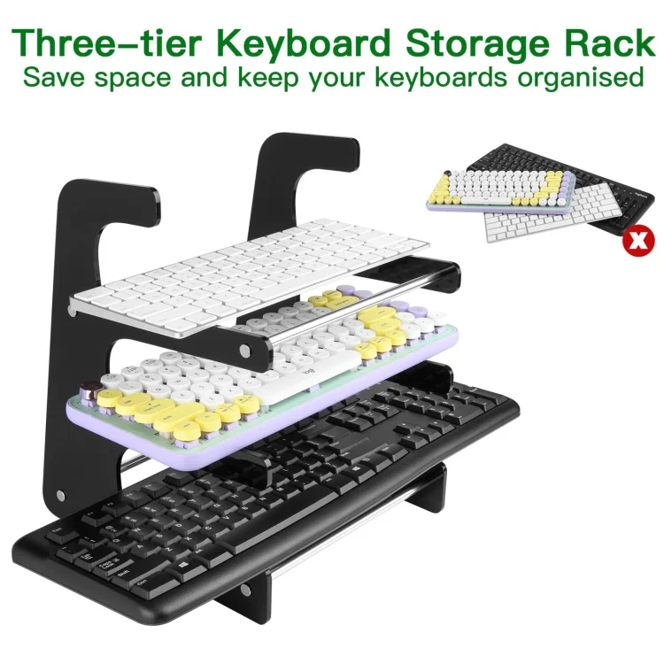 EDA006143901A_3.webp Acrylic Keyboard Storage Bracket Three Layer Keyboard Display Stand - Image 4