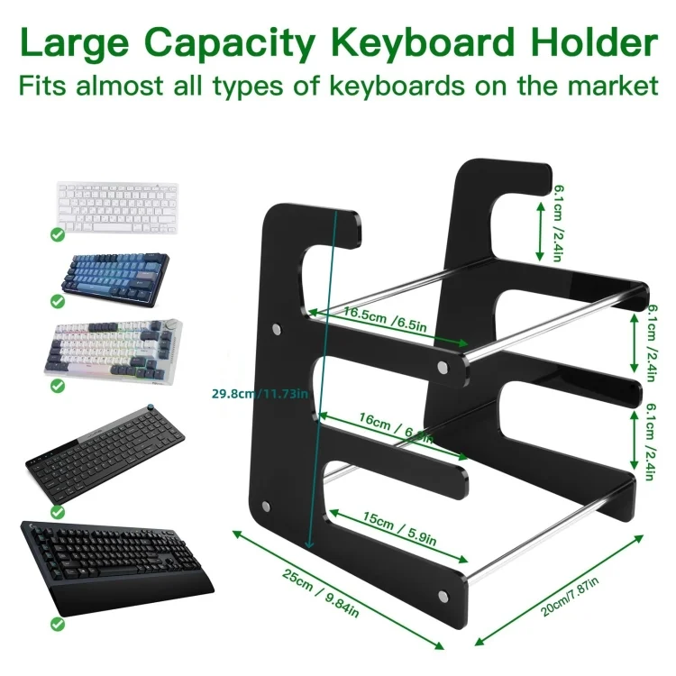 EDA006143901A_4.webp Acrylic Keyboard Storage Bracket Three Layer Keyboard Display Stand - Image 5