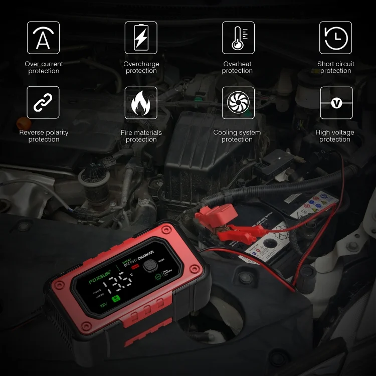 EDA006355501A_10.webp FOXSUR 7A 12V Car / Motorcycle Smart Battery Charger - Image 11