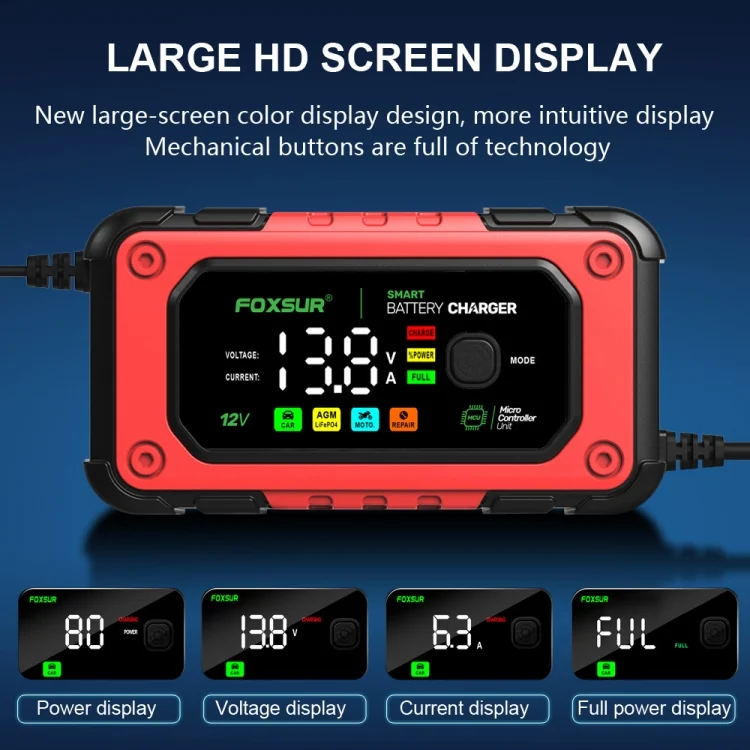 EDA006355501A_4.webp FOXSUR 7A 12V Car / Motorcycle Smart Battery Charger - Image 5