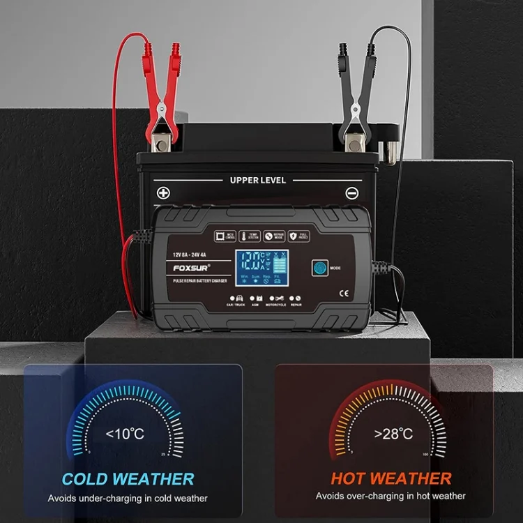 EDA006355901A_5.webp FOXSUR 8A 12V 24V Car / Motorcycle Smart Battery Charger - Image 6