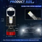 N5 1 Pair H4 Car Double Copper Tube LED Lens Headlight - Image 5