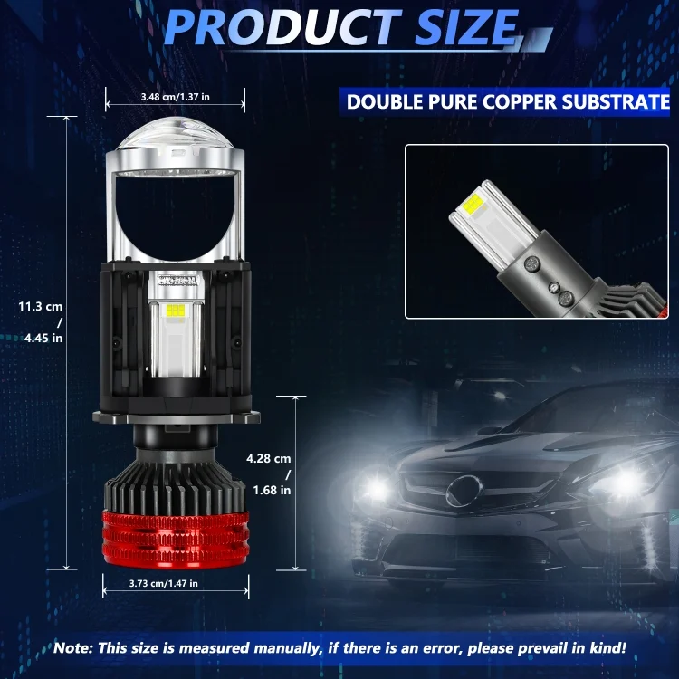 EDA006356301A_4.webp N5 1 Pair H4 Car Double Copper Tube LED Lens Headlight - Image 5