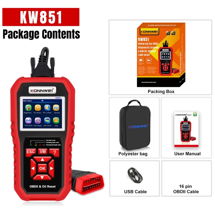 EDA006361101A_2.webp KONNWEI KW851 2 in 1 Car OBDll Scanner Diagnostic Tool Oil Service Light Reset - Image 3
