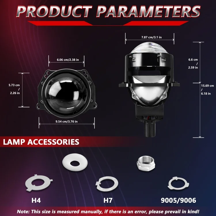 EDA006388901A_2.webp T01 1 Pair 3 inch Car Bifocal LED Lens Headlight, Left Driving - Image 3