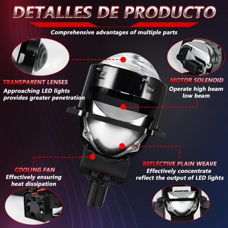 EDA006388901A_6.webp T01 1 Pair 3 inch Car Bifocal LED Lens Headlight, Left Driving - Image 7