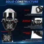 T02 1 Pair 2.5 inch Car Bifocal LED Lens Headlight, Left Driving - Image 3