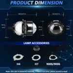 T02 1 Pair 2.5 inch Car Bifocal LED Lens Headlight, Left Driving - Image 8